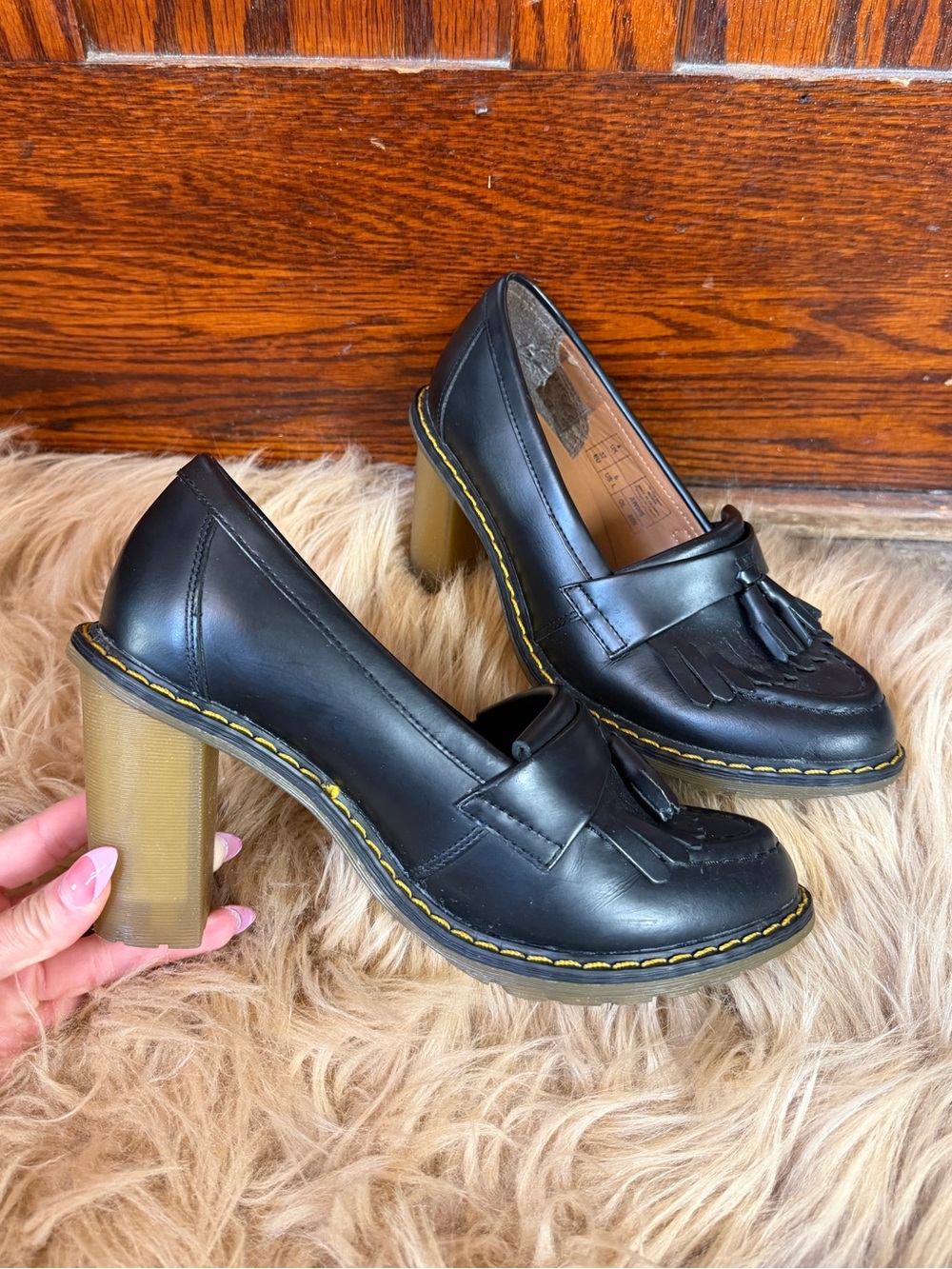 Dr. Martens Roma Packard Tassel Loafer Chunky Heels Black Rare Deadstock AW009 - Picture 2 of 9